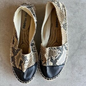 Dirty Laundry Snakeskin Espadrilles with Black Toe